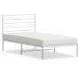 Metal bed frame with white headboard 90x200 cm by vidaXL, Beds and slatted bases - Ref: Foro24-352361, Price: 61,56 €, Discou...