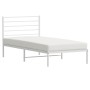 Metal bed frame with white headboard 90x200 cm by vidaXL, Beds and slatted bases - Ref: Foro24-352361, Price: 61,56 €, Discou...