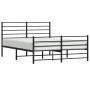 Black metal headboard and footboard bed frame 150x200 cm by vidaXL, Beds and slatted bases - Ref: Foro24-352339, Price: 113,0...