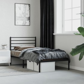 Estructura de cama con cabecero metal negro 75x190 cm de vidaXL, Camas y somieres - Ref: Foro24-352309, Precio: 64,99 €, Desc...