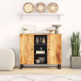 Sideboard with 2 solid mango wood doors 90x33x75 cm by vidaXL, Sideboards - Ref: Foro24-352925, Price: 195,60 €, Discount: %