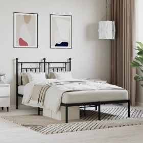 Bed frame with black metal headboard 135x190 cm by vidaXL, Beds and slatted bases - Ref: Foro24-353536, Price: 114,42 €, Disc...