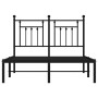 Bed frame with black metal headboard 135x190 cm by vidaXL, Beds and slatted bases - Ref: Foro24-353536, Price: 114,99 €, Disc...