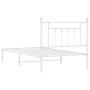 Bettgestell aus Metall mit weißem Kopfteil 100x190 cm von vidaXL, Betten und Lattenroste - Ref: Foro24-353580, Preis: 90,99 €...