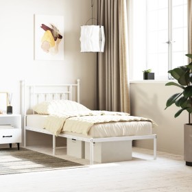 Metal bed frame with white headboard 80x200 cm by vidaXL, Beds and slatted bases - Ref: Foro24-353577, Price: 73,66 €, Discou...