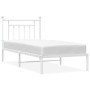 Estructura de cama de metal con cabecero blanco 80x200 cm de vidaXL, Camas y somieres - Ref: Foro24-353577, Precio: 73,66 €, ...