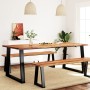 Dining table with live edge made of solid acacia wood 200x90x75cm by vidaXL, Kitchen and dining tables - Ref: Foro24-353292, ...