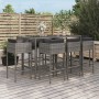 Garten Hoch Tisch und Hocker 9 Stück und Kissen PE Rattan grau von vidaXL, Gartensets - Ref: Foro24-3200654, Preis: 714,29 €,...