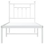 Metal bed frame with white headboard 75x190 cm by vidaXL, Beds and slatted bases - Ref: Foro24-353576, Price: 71,99 €, Discou...