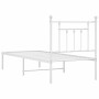 Metal bed frame with white headboard 75x190 cm by vidaXL, Beds and slatted bases - Ref: Foro24-353576, Price: 71,99 €, Discou...