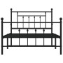 Bed frame with headboard and black metal footboard 100x200cm by vidaXL, Beds and slatted bases - Ref: Foro24-353550, Price: 9...