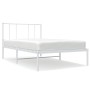 Estructura de cama de metal con cabecero blanco 100x190 cm de vidaXL, Camas y somieres - Ref: Foro24-352523, Precio: 72,77 €,...