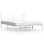 Metal bed frame with white headboard 135x190 cm by vidaXL, Beds and slatted bases - Ref: Foro24-352367, Price: 110,62 €, Disc...