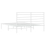 Metal bed frame with white headboard 135x190 cm by vidaXL, Beds and slatted bases - Ref: Foro24-352367, Price: 110,62 €, Disc...