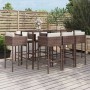 Garden table and high stools 9 pieces and brown PE rattan cushions by vidaXL, Garden sets - Ref: Foro24-3200650, Price: 719,5...