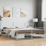 Metal bed frame with headboard and white footboard 200x200 cm by vidaXL, Beds and slatted bases - Ref: Foro24-352393, Price: ...