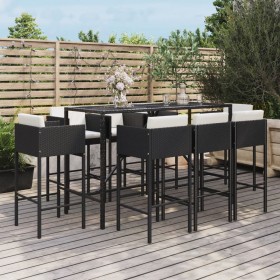 Garden table and high stools 9 pieces and black PE rattan cushions by vidaXL, Garden sets - Ref: Foro24-3200652, Price: 703,0...