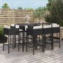 Gartentisch und Hochhocker 9-teilig und schwarze PE-Rattankissen von vidaXL, Gartensets - Ref: Foro24-3200652, Preis: 703,25 ...