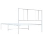 Metal bed frame with white headboard 107x203 cm by vidaXL, Beds and slatted bases - Ref: Foro24-352525, Price: 67,06 €, Disco...