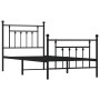 Bed frame with headboard and black metal footboard 90x200 cm by vidaXL, Beds and slatted bases - Ref: Foro24-353548, Price: 1...