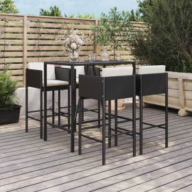 Garden table and high stools 5 pieces and black PE rattan cushions by vidaXL, Garden sets - Ref: Foro24-3200657, Price: 397,9...