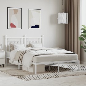 Estructura de cama con cabecero metal blanca 140x200 cm de vidaXL, Camas y somieres - Ref: Foro24-353587, Precio: 114,99 €, D...