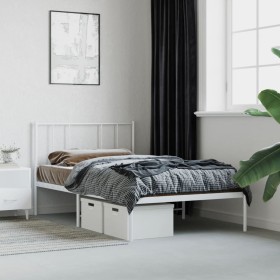 Estructura de cama de metal con cabecero blanco 75x190 cm de vidaXL, Camas y somieres - Ref: Foro24-352519, Precio: 62,19 €, ...