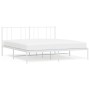 Metal bed frame with white headboard 180x200 cm by vidaXL, Beds and slatted bases - Ref: Foro24-352533, Price: 102,34 €, Disc...