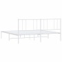 Estructura de cama de metal con cabecero blanco 180x200 cm de vidaXL, Camas y somieres - Ref: Foro24-352533, Precio: 102,99 €...