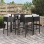 Gartentisch und hohe Hocker und Kissen 7-teilig aus schwarzem PE-Rattan von vidaXL, Gartensets - Ref: Foro24-3200658, Preis: ...