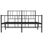 Black metal headboard and footboard bed frame 140x200 cm by vidaXL, Beds and slatted bases - Ref: Foro24-352499, Price: 92,48...