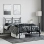 Black metal headboard and footboard bed frame 135x190 cm by vidaXL, Beds and slatted bases - Ref: Foro24-353554, Price: 131,8...