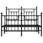 Black metal headboard and footboard bed frame 135x190 cm by vidaXL, Beds and slatted bases - Ref: Foro24-353554, Price: 131,8...