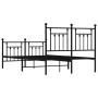 Black metal headboard and footboard bed frame 135x190 cm by vidaXL, Beds and slatted bases - Ref: Foro24-353554, Price: 131,8...