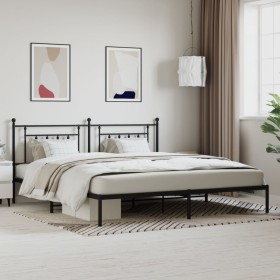 Bed frame with black metal headboard 193x203 cm by vidaXL, Beds and slatted bases - Ref: Foro24-353543, Price: 128,99 €, Disc...