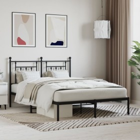 Bed frame with black metal headboard 150x200 cm by vidaXL, Beds and slatted bases - Ref: Foro24-353539, Price: 118,64 €, Disc...