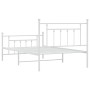 Estructura cama metal con cabecero y pie cama blanca 107x203 cm de vidaXL, Camas y somieres - Ref: Foro24-353600, Precio: 96,...