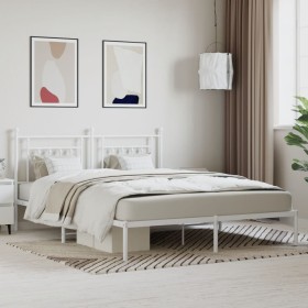 White metal bed frame with headboard 160x200 cm by vidaXL, Beds and slatted bases - Ref: Foro24-353589, Price: 121,99 €, Disc...