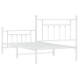 White metal bed frame with headboard and footboard 100x190 cm by vidaXL, Beds and slatted bases - Ref: Foro24-353598, Price: ...