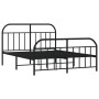 Black metal headboard and footboard bed frame 183x213cm by vidaXL, Beds and slatted bases - Ref: Foro24-353658, Price: 128,99...