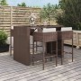 Garden table and high stools 5 pieces and brown PE rattan cushions by vidaXL, Garden sets - Ref: Foro24-3200666, Price: 454,9...