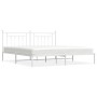 Metal bed frame with white headboard 193x203 cm by vidaXL, Beds and slatted bases - Ref: Foro24-353592, Price: 117,62 €, Disc...