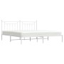 Metal bed frame with white headboard 193x203 cm by vidaXL, Beds and slatted bases - Ref: Foro24-353592, Price: 117,62 €, Disc...