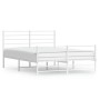 Estructura cama metal con cabecero y estribo blanco 140x200 cm de vidaXL, Camas y somieres - Ref: Foro24-352387, Precio: 93,6...