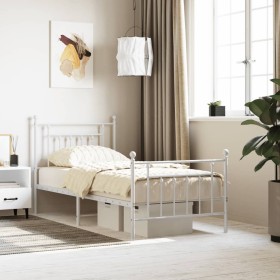 Metal bed frame with headboard and footboard white 90x200 cm by vidaXL, Beds and slatted bases - Ref: Foro24-353597, Price: 9...