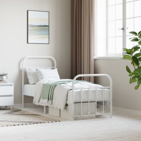 Metal bed frame with headboard and footboard white 75x190 cm by vidaXL, Beds and slatted bases - Ref: Foro24-352635, Price: 8...