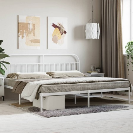 Estructura de cama de metal con cabecero blanco 193x203 cm de vidaXL, Camas y somieres - Ref: Foro24-353690, Precio: 110,74 €...