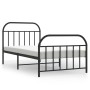 Bed frame with headboard and black metal footboard 100x200cm by vidaXL, Beds and slatted bases - Ref: Foro24-353648, Price: 9...