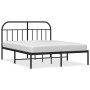 Bed frame with black metal headboard 135x190 cm by vidaXL, Beds and slatted bases - Ref: Foro24-353634, Price: 129,08 €, Disc...