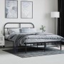 Bed frame with black metal headboard 135x190 cm by vidaXL, Beds and slatted bases - Ref: Foro24-353634, Price: 129,08 €, Disc...